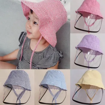 

50^Adult Chidrens Plaid Anti-spitting Protective Hat Removable Dustproof Cover Cap Adult Anti-spitting Protective Hat