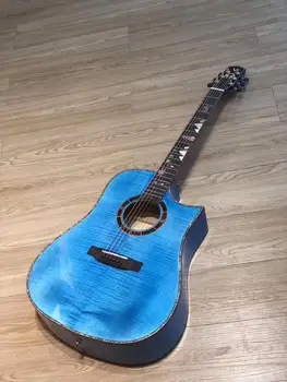 

Chinese factory new VINIDA vx310 solid flame maple top +41 inch JF barrel profile acoustic guitar + blue acoustic guitarra