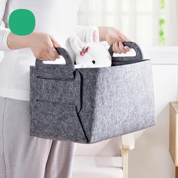 

Foldable Felt Box with Handles Storage Basket Toys Holder Sundries Organizer Household Supplies (Grey, Medium Size)