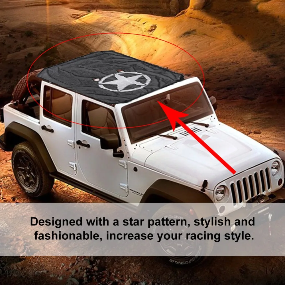 Для Jeep Wrangler JKU 4 двери 2007- солнцезащитный козырек сетка Полная верхняя крышка УФ-защита ж/сумка для хранения