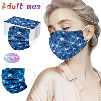 

50PC Adult Daily Care masque de protection Fashion Print Disposable Mask Mascarilla desechable Three Layer Breathable Face Mask