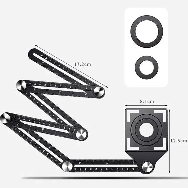 

Aluminum Alloy Six-Fold Ruler Tile Multiple Opening Locator Mud Tile Shop Paste Floor Tile Glass Vientiane Universal Hole Punch