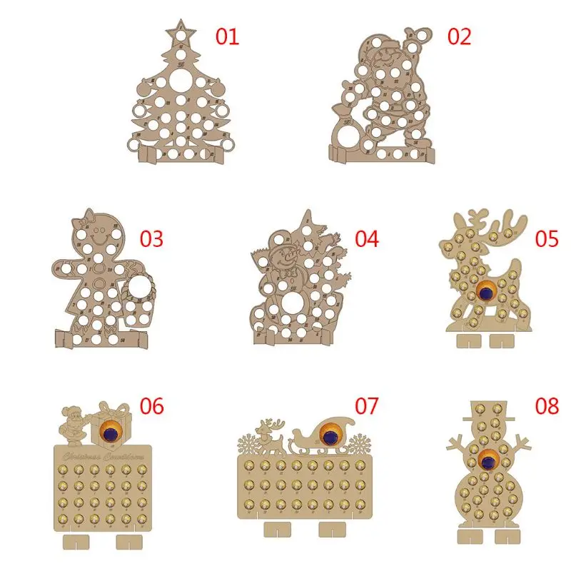 

Handmade Wooden Christmas Advent Calendar Hollow Out Countdown Christmas Tree Elk Chocolate Stand Holder Home Decor U90A
