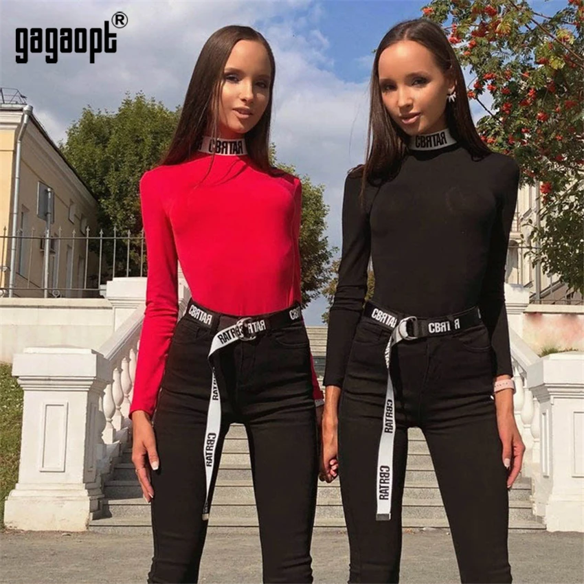 Gagaopt, женские боди с буквенным узором и вырезом, сексуальные, вечерние, черные, с длинным рукавом, зимние, Highstreet, на тонких лямках, Комбинезоны