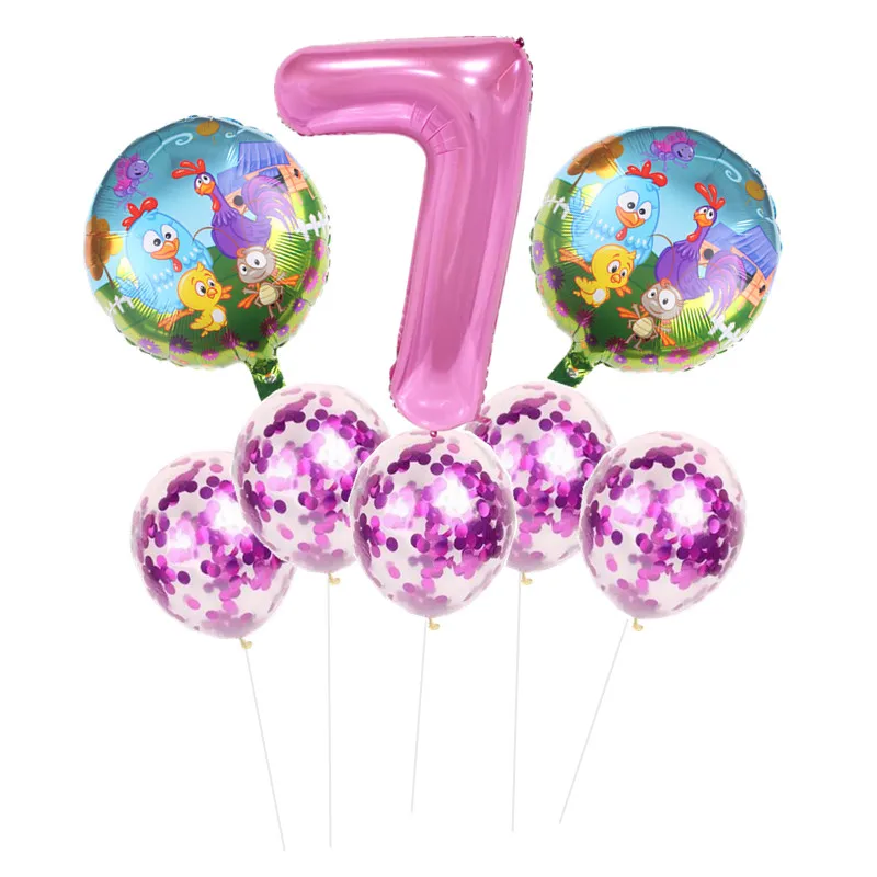 8pcs 8 шт./лот, вечерние воздушные шары с животными на ферме, 32 дюйма, розовые воздушные шары с цифрами, Детские вечерние воздушные шары на 1 день рождения, детские игрушки - Цвет: 8pcs