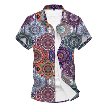 

Summer mens short sleeve flower shirts fashion casual shirt 2020 new shirt men camisa masculina 3xl
