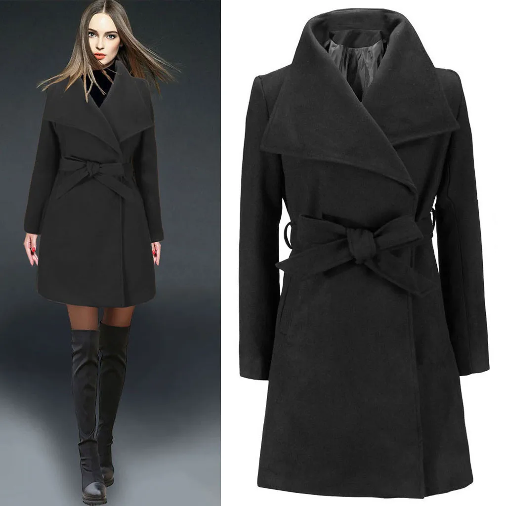 FEITONG Женское пальто длинное пальто теплое шерстяное Тренч с лацканами пальто кардиган длинное тонкое пальто Veste Femme Jaqueta Feminina