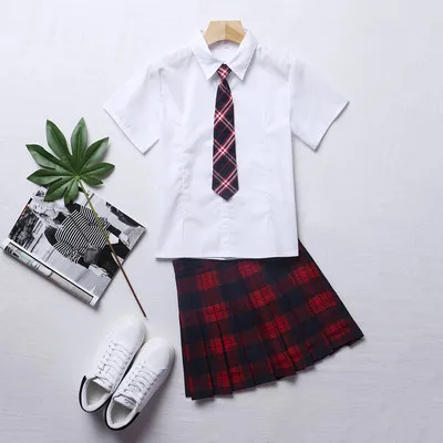 Японская школьная форма seifuku, плиссированная юбка, полный комплект, jk Студенческая однотонная школьная форма для девочек, косплей, юбка, школьное платье - Цвет: color16