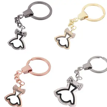 

10pcs/lot Mixed color skirt Alloy crystal twist Memory Living Magnet Glass Key Ring Keychains Locket fit for Floating charms