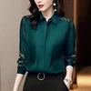 Women Spring Autumn Style Chiffon Blouses Shirts Lady Embroidery Long Sleeve Turn-down Collar Lace Decor Blusas Tops DF0004 ► Photo 2/6