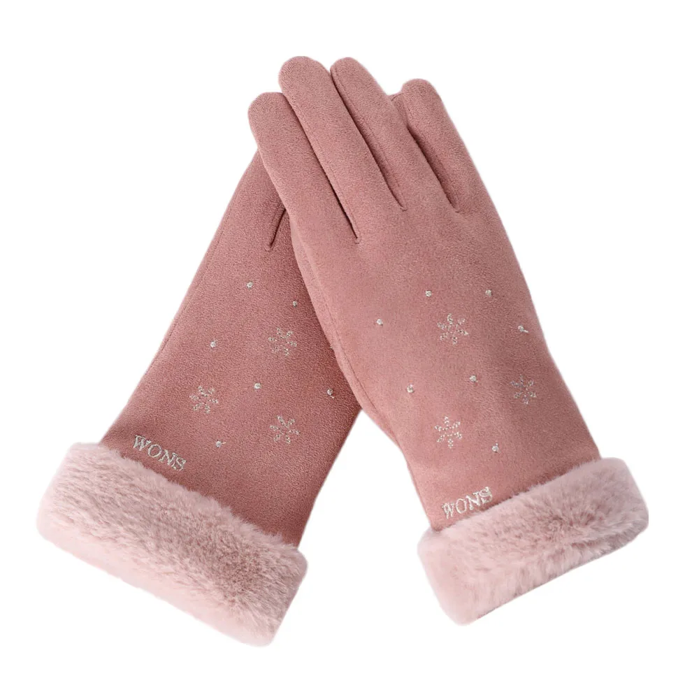 Pink 3 Модные женские зимние перчатки с сенсорным экраном, одноцветные спортивные теплые перчатки, Осенние варежки, Элегантные Перчатки Guantes Mujer - Цвет: Pink 3