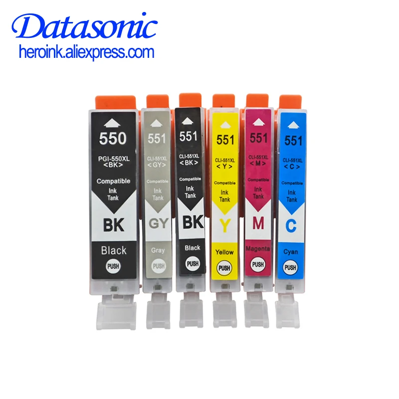 Cartucce D'Inchiostro 6 Pezzi Per Stampanti Canon Pgi550 Cli551 Pgi 550 Pixma Ip7250 Mg5450 Mx925 Mg5550 Mg6450 Mg5650 Mg6650 Ix6850 Mx725