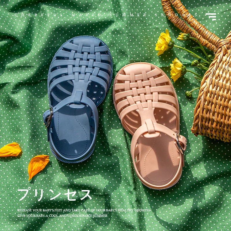 Niños de verano Casual romano zapatillas Sandalias bebé niña suave antideslizante zapatos de princesa Zapatos Niños caramelo zapatos Jelly de playa