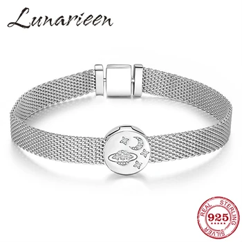 

925 Sterling Silver Cosmic solar system and moon zircon Clip Beads Bracelets for Women Fit Original reflexions bracelet Jewelry