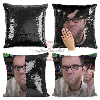 

Angry Nintendo Nerd sequin pillow | sequin Pillowcase | Two color pillow | gift for her | gift for him | pillow | magic pillow