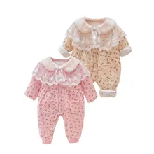 Barboteuse en coton pour bébé fille, nouveau Style, nouvelle sortie d'hiver, Style occidental, manches longues, une pièce, châle pour bébé 