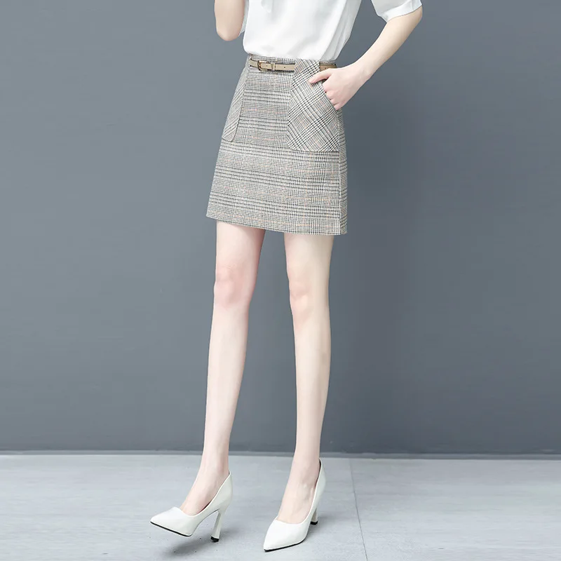 

Plaid Word Short Skirt 2019 Autumn And Winter New Style Women's CHIC Students College Style High Waist Skirt