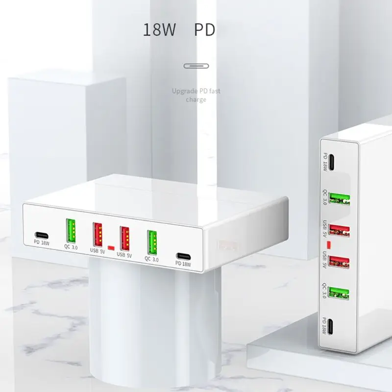72 Вт QC3.0 Quick Charge 3,0 4x USB Dual USB C type-C PD быстрое зарядное устройство для iPhone