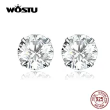 WOSTU 925 пробы серебряные ослепительные CZ циркониевые серьги-гвоздики для женщин девушки подруги повседневные ювелирные изделия подарок CTE166