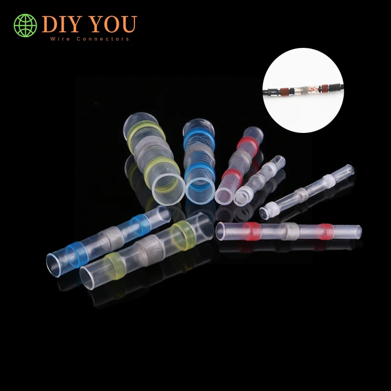 

10/30/50/100PCS Waterproof Insulated Terminals Heat Shrink Butt Tinned Copper Solder Sleeve Seal Electrical Wire Connectors