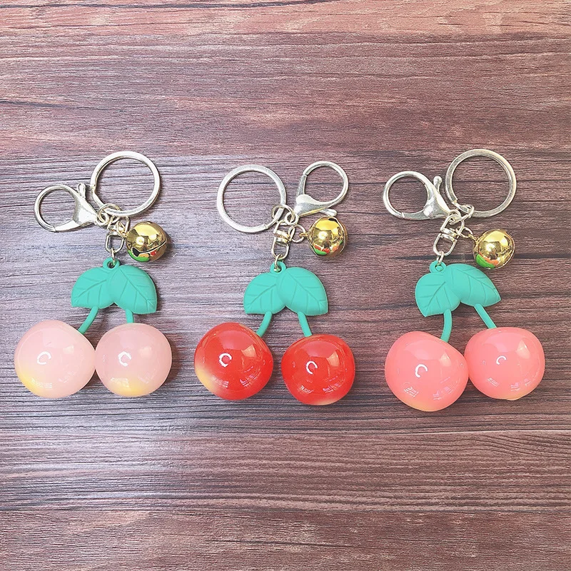 Cool Summer Cute Simulation Fruit Cherry Acrylic Couple Keychain Women Kids  Cute Backpack Pendant Car Key Chain Fashion Jewelry - AliExpress