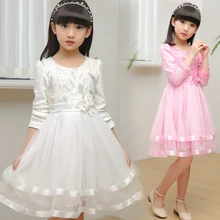 Рождественское платье с цветочным рисунком для девочек; Детские платья принцессы для девочек; сезон осень-зима; вечерние платья с длинными рукавами; свадебное детское платье; одежда