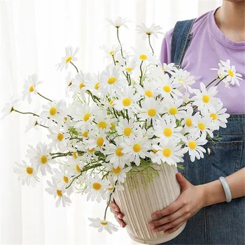 

11Pcs Fake Cosmos (6 heads/piece) 19.69" Length Simulation Holland Chrysanthemum for Wedding Home Decorative Artificial Flowers