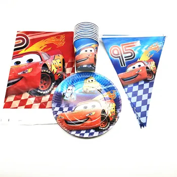

61pcs//lot Cartoon Disney Cars Theme Baby Shower Child Girl Birthday Party Paper Cup Plate Tablecloth Flags Party Supplies