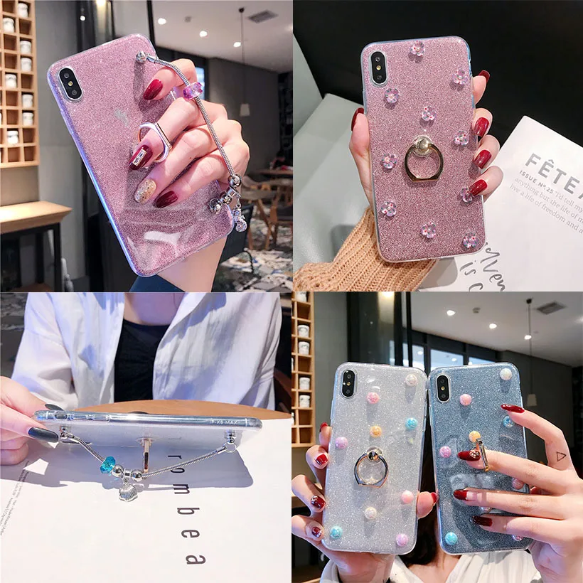 

Pocophone F1 Case for Xiaomi Redmi S2 Y2 Note 3S 3X Pro Pocophone F1 Mi Max 3 2 Mix Luxury Glitter Finger Ring Holder Case Cover