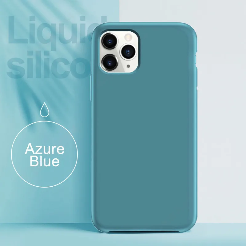 Роскошный официальный силиконовый чехол с логотипом для iPhone 11 Pro Max, жидкий силиконовый тонкий чехол для iPhone 11 Pro Max, официальная коробка - Цвет: Azure Blue
