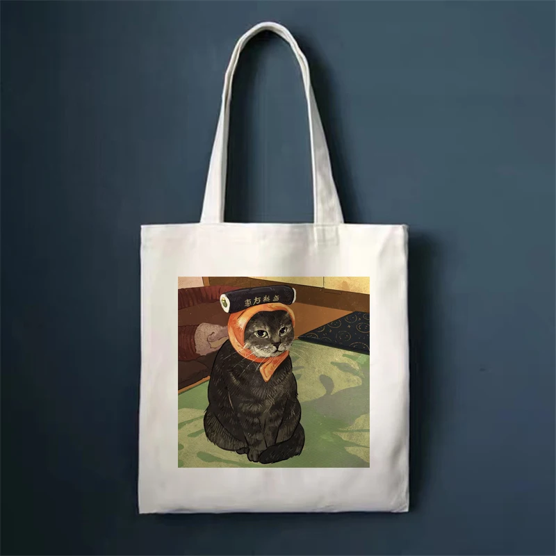 Tanie Płócienne torby na zakupy Cartoon Funny Cat One
