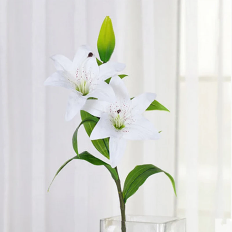 Живой искусственный Пластик моделирование длинный цветок лилии с бутоном 75 см Украшения дома и офиса
