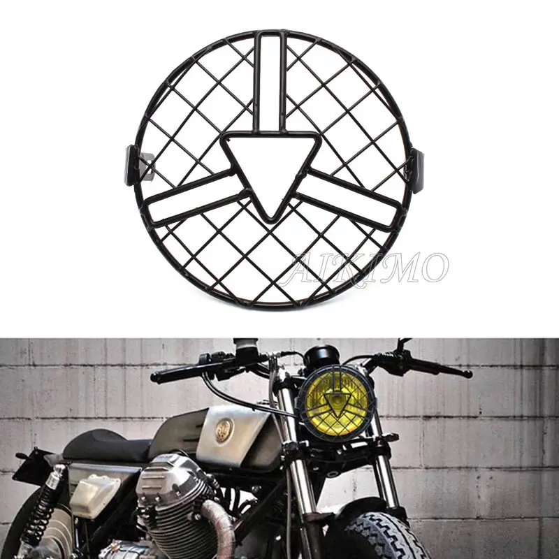 NewHeadlightProtectorCoverMetalRetroMotorcycleHeadLampMesh