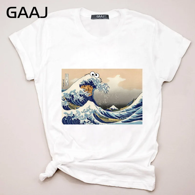 GAAJ, японская футболка с волнистым принтом, Женская Винтажная Футболка Ukiyo-e, Забавные футболки, топы, Harajuku, уличная одежда, Прямая поставка, женская - Цвет: 12