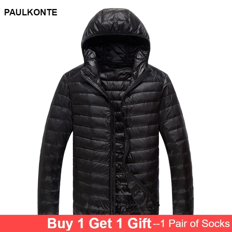 

2019 Men Hooded ultraLight Portability 90% White Duck Down Jacket Warm Jacket Line Portable Package men pack jacket coat