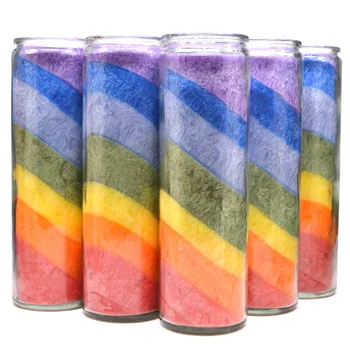 

Colorful religious magic candle Religious divination candle Glass church candle Seven-layer chakra rainbow 7-day candle