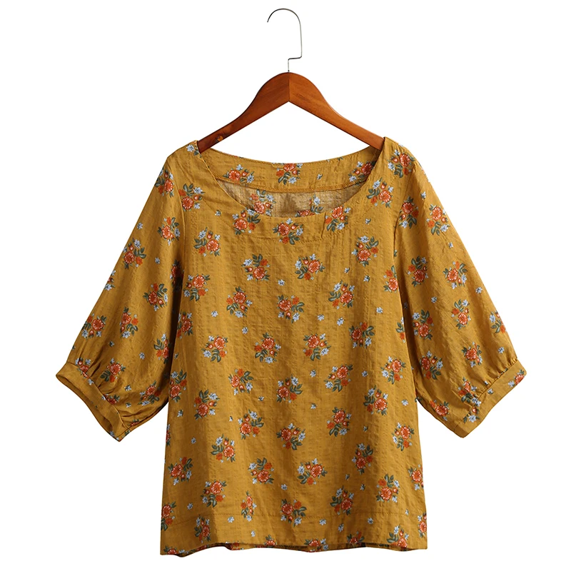 EaseHut Boho Летняя блузка и топы Цветочный Принт Свободные 5XL плюс Размеры Туника Уличная Хлопок Лен Для женщин рубашки Blusa 2019