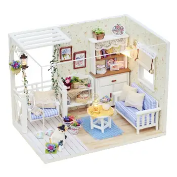 

Kitten Diary Wooden Furniture Miniature Dollhouse Toys Building Model House Nostalgic Theme Doll House Furniture Accessories Toy