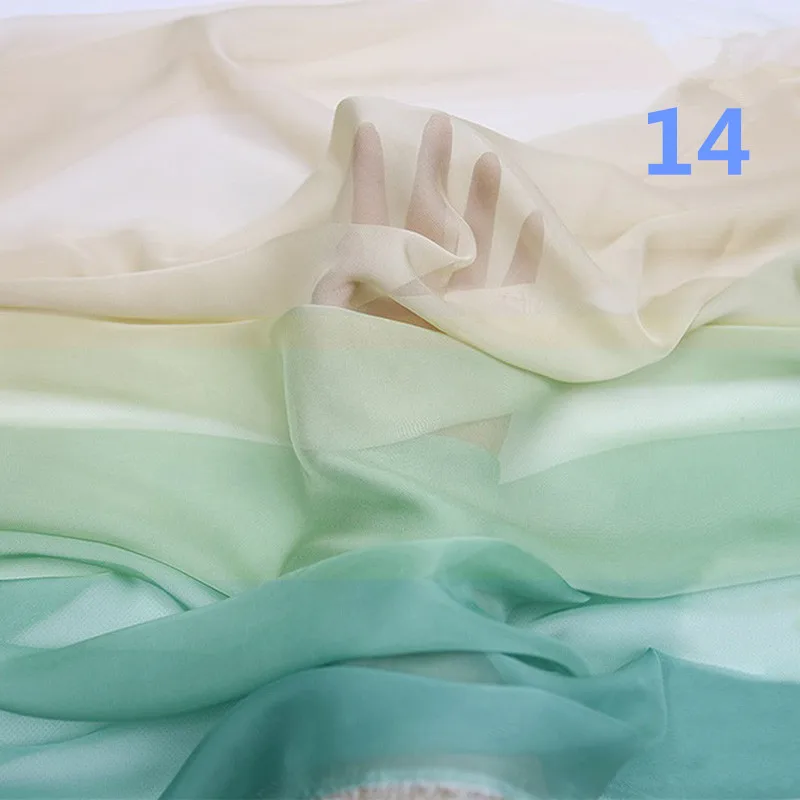 Rainbow Gradient Color Chiffon Fabric 30D Organza Tulle Fabric For Diy Ancient Style Hanfu Wedding Dress Stage Party Decor