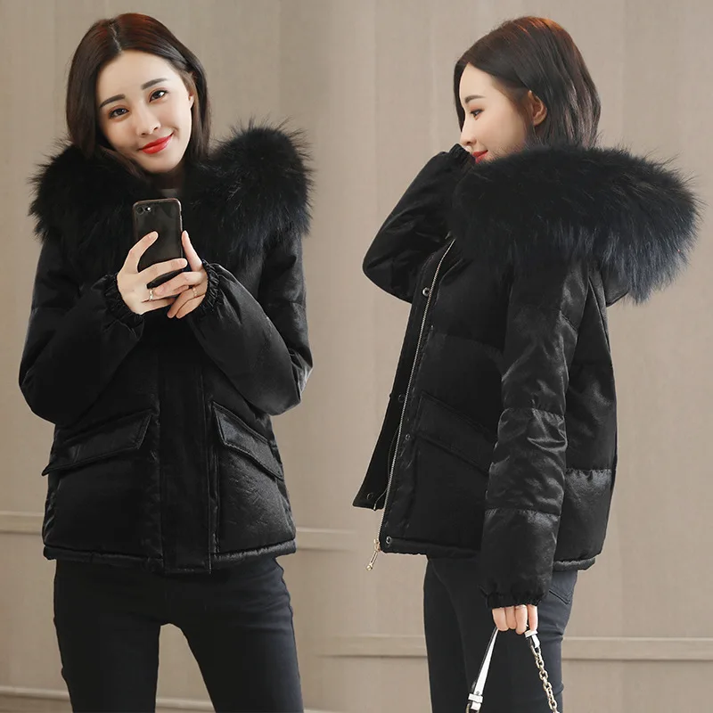 

2018 Autumn And Winter South Korea Detachable Hat Thick Cotton-padded Clothes Women's Slim Fit Elegant Korean-style Simple down