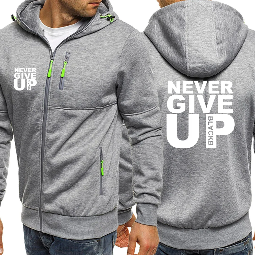 Never Give Up мужская куртка на молнии осень зима флисовая спортивная одежда хип хоп брендовая одежда уличная теплая толстовка с капюшоном