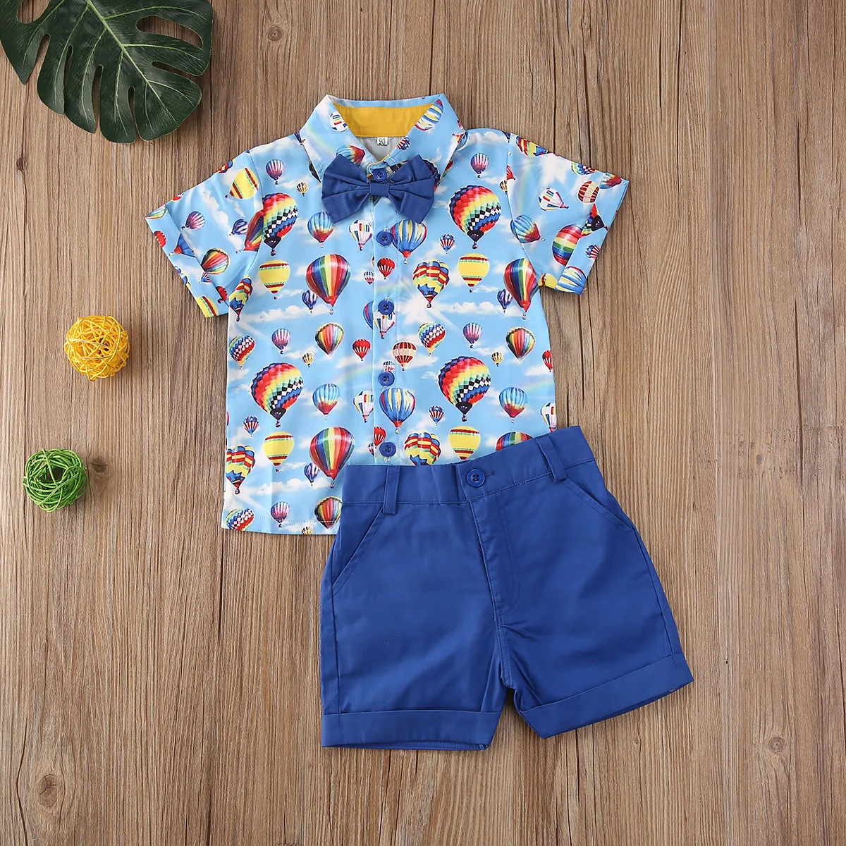 

AA Boys Clothing Set Shirt Cartoon Animal Print Shorts Set Short Sleeve Bow Tie Shirt + Shorts Formal Boys Clothes