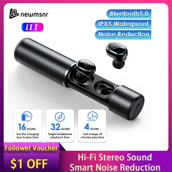 

Newmsnr i11 TWS 5.0 Bluetooth headphone 4D stereo wireless earphone with dual microphone Tap Control for iphone xiaomi Samsung