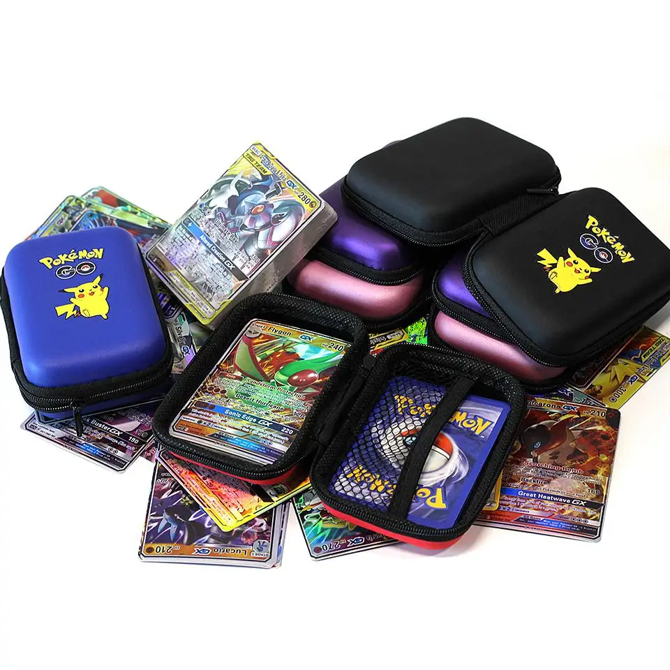 50 tarjetas de capacidad de disco duro caso titular de la tarjeta de Pokemon Pikachu juego tarjetas marcadores de libros titular de tarjetas de Pokemon Gx MEGA