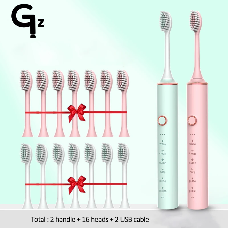 thumbnail image 1 of Cepillo de dientes eléctrico GeZhou recargable IPX7, resistente al agua, sónico, para niños, 18 modos, para viajes, 16 cabezales, 1 of 5