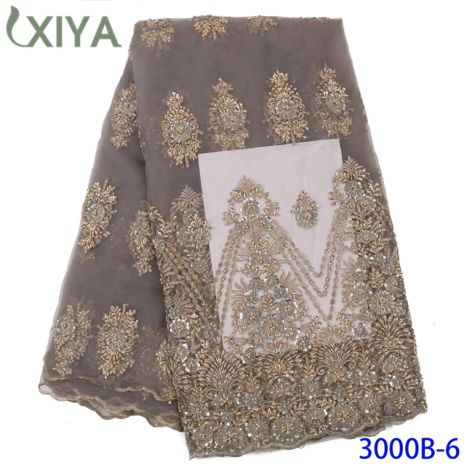 Billig Luxus Handgemachte Perlen Spitze Stoffe Stickerei Afrikanische Französisch Tüll Mesh Spitze Stoff Schwere Perlen Spitze Stoff für Frauen APW3000B