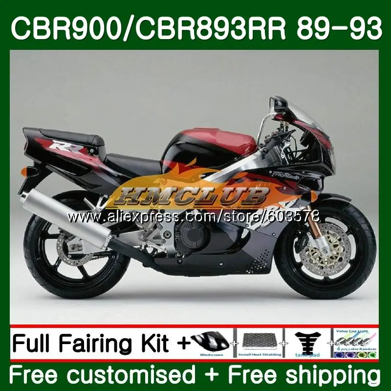 Корпус для HONDA CBR900RR CBR 893RR 1989 1990 1991 1992 1993 черный, красный 92CL. 46 CBR900 CBR893 RR CBR893RR 89 90 91 92 93 обтекатель