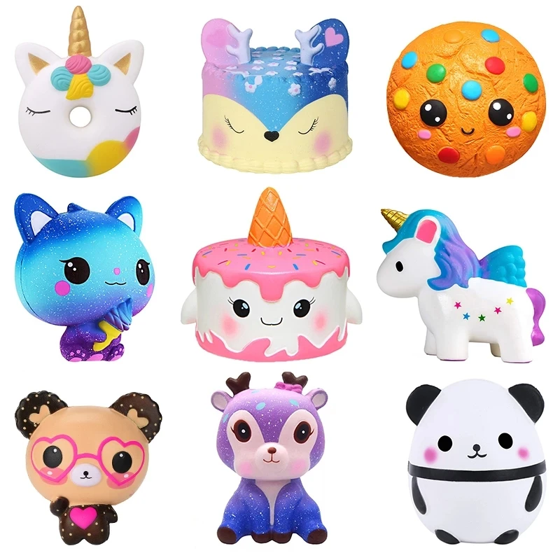 Jumbo Squishy Kawaii Unicorn Horse Cake Deer Animal Panda Squishies Slow Rising Stress Relief Squeeze Toys for Kids 3pcs mini color squishy cute animal antistress ball squeeze rising abreact soft sticky stress relief toys funny gift toys