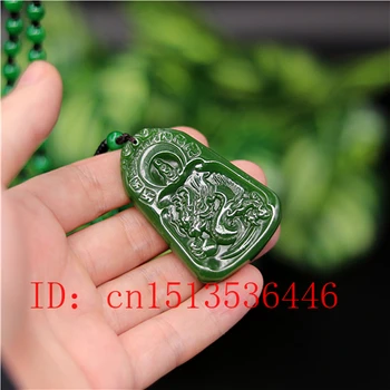 

Chinese Green Jade Dragon Pendant Necklace Fashion Charm Jadeite Jewelry Carved Buddhism Amulet Gifts for Women Men