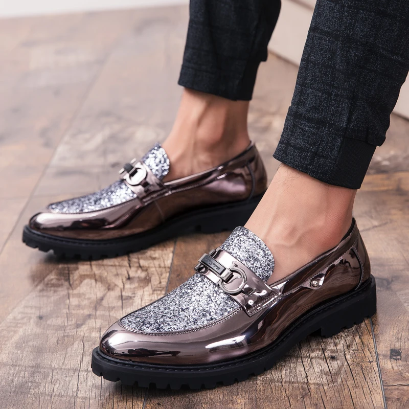 Демисезонная Мужская официальная обувь вечерние свадебные туфли роскошная мужская одежда для бизнеса модельные туфли мужские золотые туфли в британском стиле с острым носком для танцев